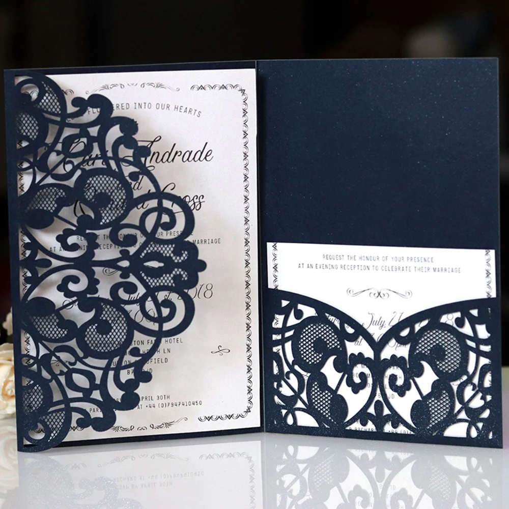  10pc/lot Laser Cut Wedding Invitations Card European Style Hollow Flowers Engagement Wedding Party  - 32931870176