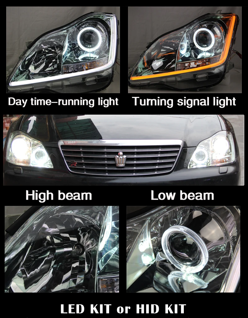 KOWELL автомобильный Стайлинг для Toyota Crown 2005-2009 светодиодный DRL фара ангел глаз HID BI XENON передние аксессуары