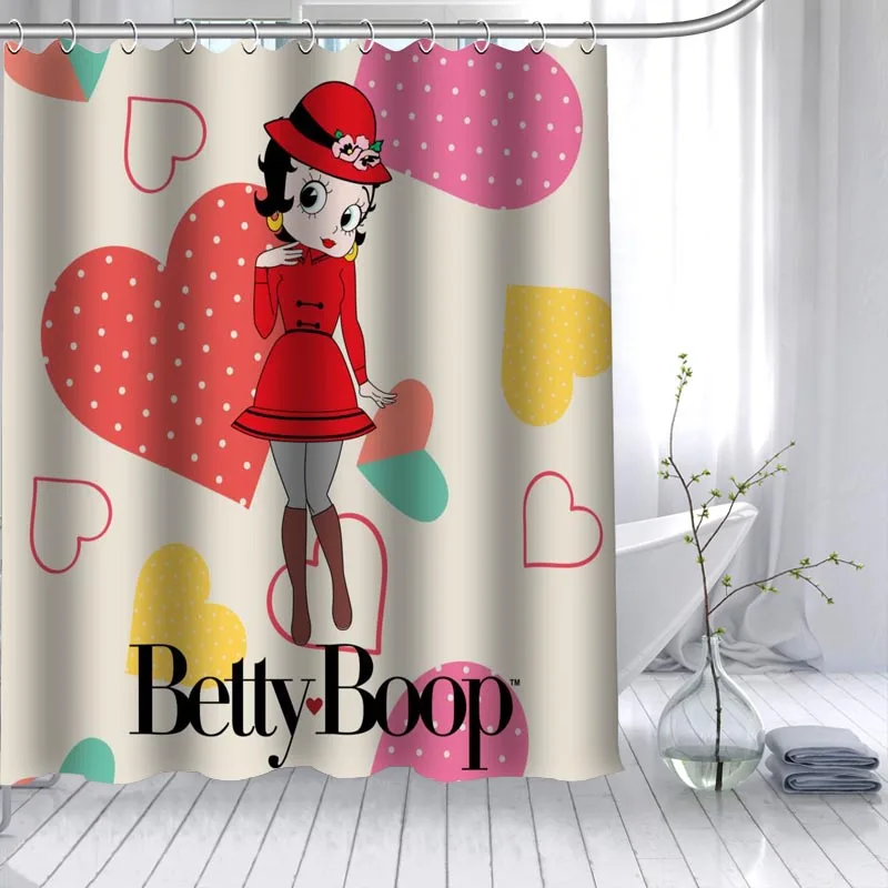 ShunQian Betty Boop горячая Распродажа занавеска для душа полиэфирная ткань 12 крючков для ванной комнаты водостойкая защита от плесени для ванной шторы