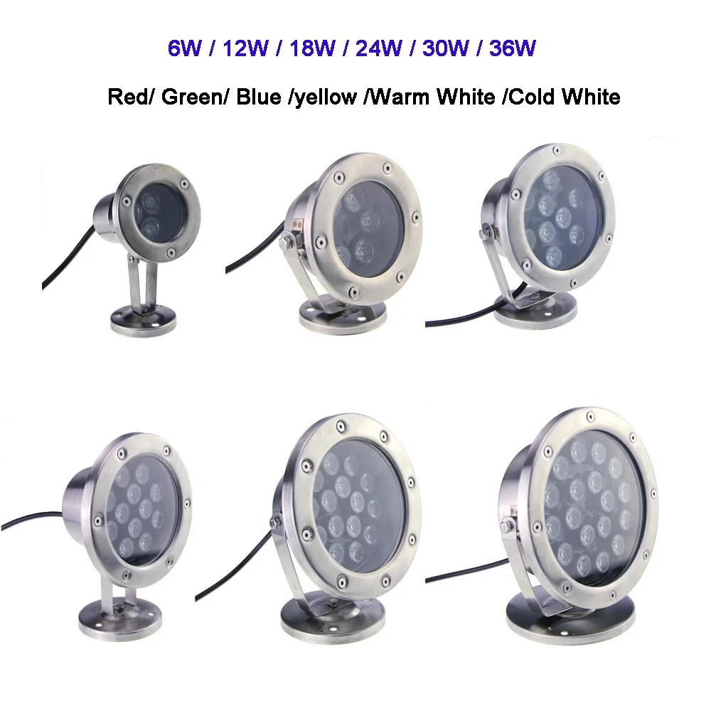 

DC12V 6W/12W/18W/24W/30W/36W LED Buried light lamp Red Green Blue IP68 LED Underwater Aquarium Pool Fish Tank RGB Spot light