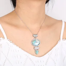 JIUDUO 925 серебряное ожерелье с подвеской небесно-голубое ожерелье с подвеской для женских ювелирных аксессуаров