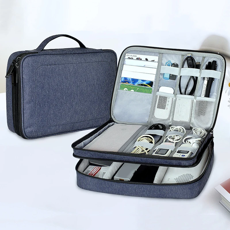 Кабельный организатор сумка Портативный чехол SD карты флэш накопители провода наушники двойной слои ящик для хранения в путешествии