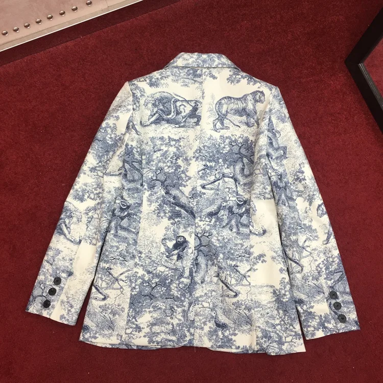 High quality women's casual blazers coat 2019 spring autumn animal print jackets coat A368