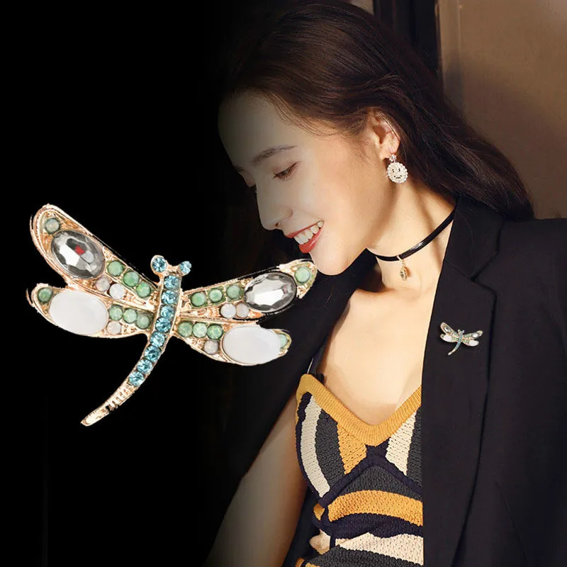 

Fashion New Crystal Dragonfly Brooch Lovery Insect Enamel Pins and Brooches Female Shirt Suit Scarf Buckle for Women Accessories