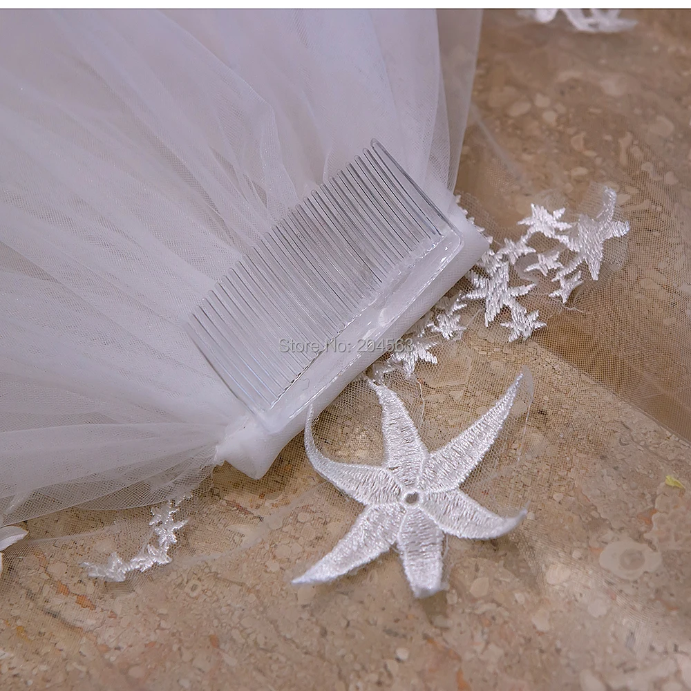 Потрясающая двухслойная роскошная кружевная свадебная вуаль со звездами цветы 4 м Длинная свадебная Фата с расческой AX2019