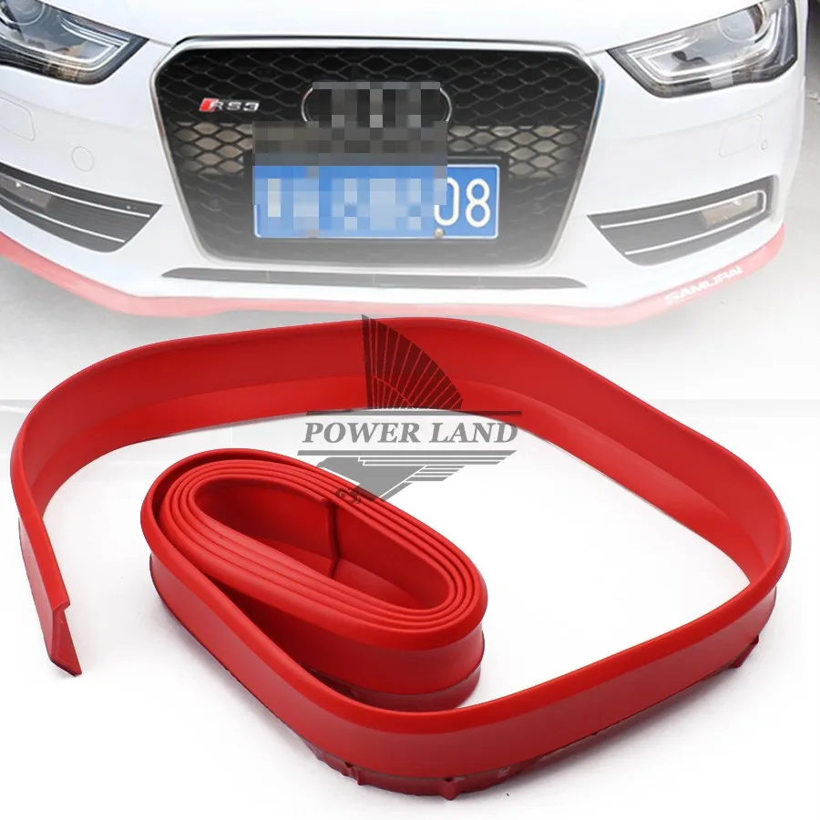 

Red 2.5M Front Bumper Rubber Protector Lip Splitter Body Spoiler Car styling Multi deflector Car Rubber Strip 60mm Width 1pcs