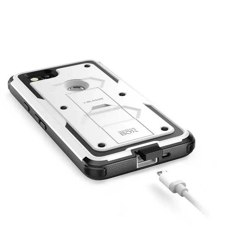  For Google Pixel 2 Case i-Blason Armorbox Full Body Heavy Duty Shock Reduction Kickstand Case With 