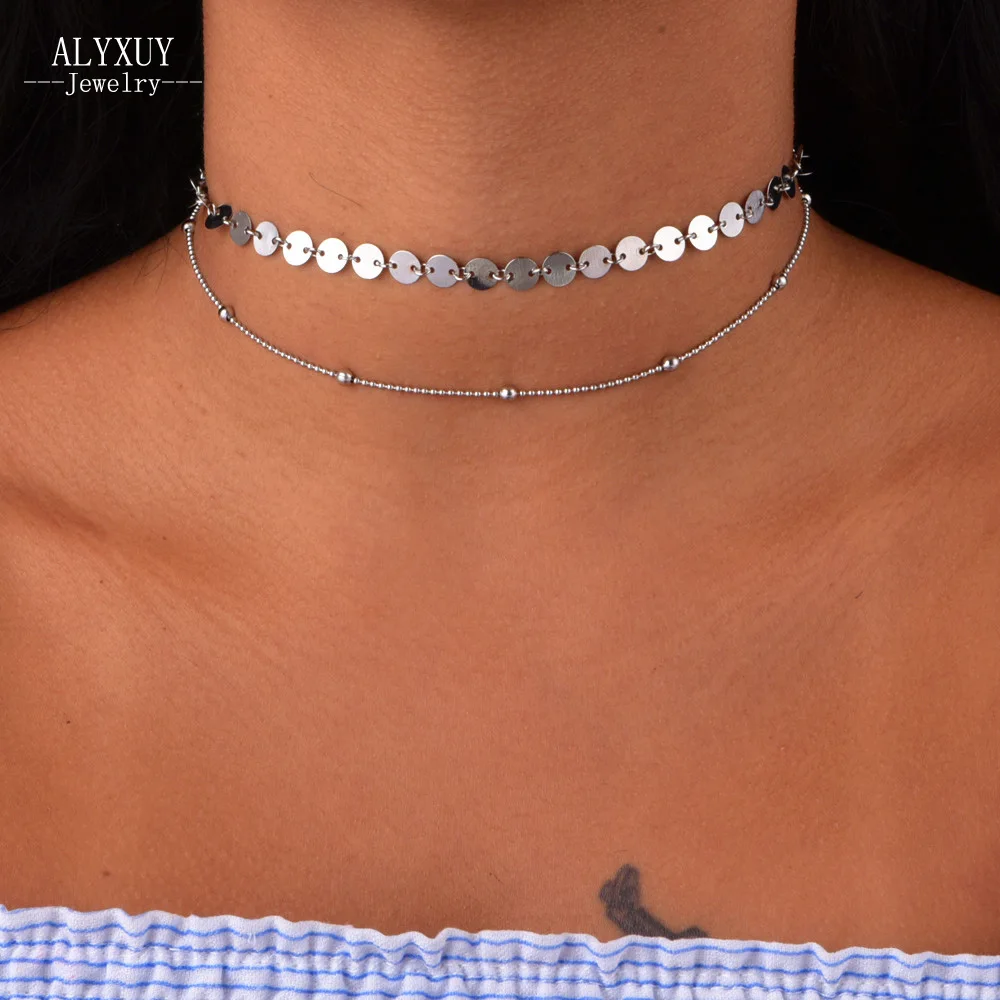 New fashion trendy jewelry round bead layer chain link necklace set