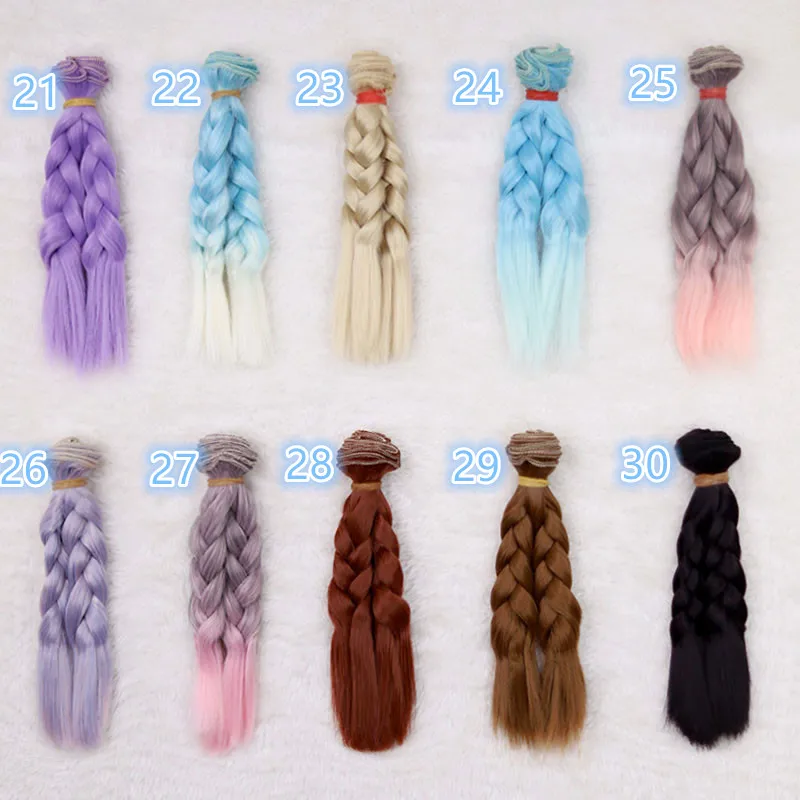 

1 pcs 15cm/25cm doll wigs for 1/3 1/4 1/6 BJD SD chole DIY doll Rome Braid hair gradient color wigs