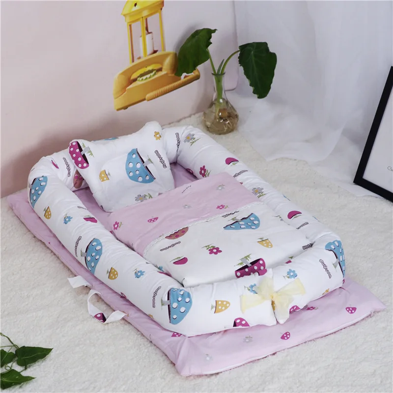 Детское гнездо, кровать, кроватка с стёганым одеялом, портативный удаляемый моющийся кроватка, дорожная кровать для детей, детская хлопковая Колыбель для новорожденных, бампер - Цвет: 10