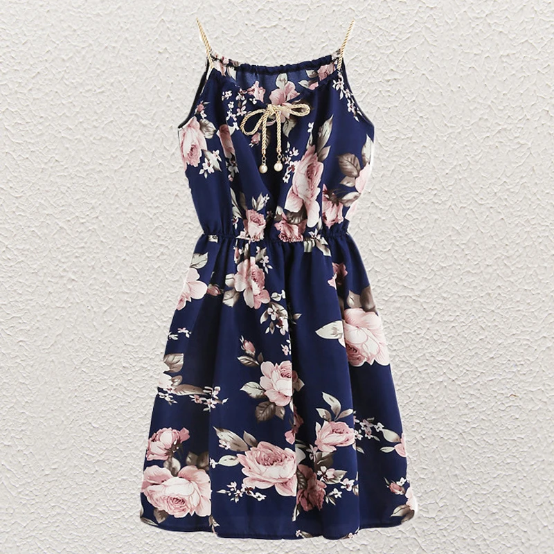 

Women's Strap Sling Floral Print Summer Beach Dresses Off Shoulder Sleeveless Midi Dress Blue Wrap Sundress S-XXXXXL