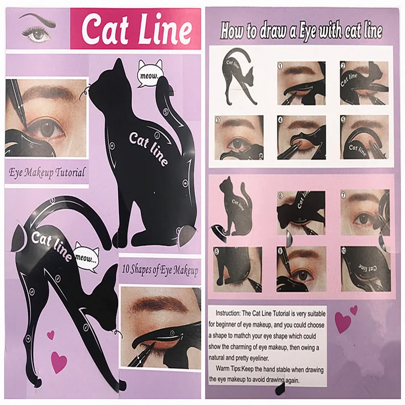 Многофункциональный 6 в 1 с макияж подводка для глаз кошка шаблон 2 шт./компл. солнцезащитные очки "кошачий глаз" лайнер быстрый нагрев инструмент для Макияжа Руководство начинающих эффективный Горячий - Цвет: 1 set Cat Line