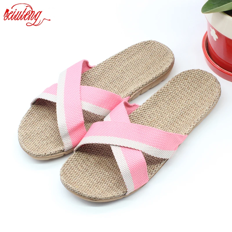 2016-Fashion-Home-To-Fight-Cross-Color-Linen-Slippers-Spring-Canvas-Home-Slippers-And-High-quality (2)