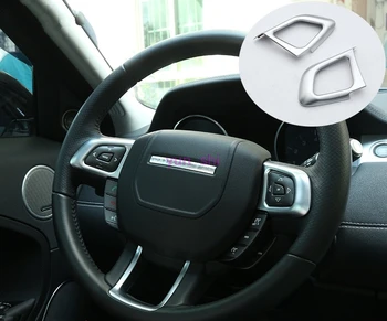 2 pcs ABS Chrome Car Steering Wheel Button Decoration Stickers covers car-styling For 2012-2017 Range Rover Evoque Accessories