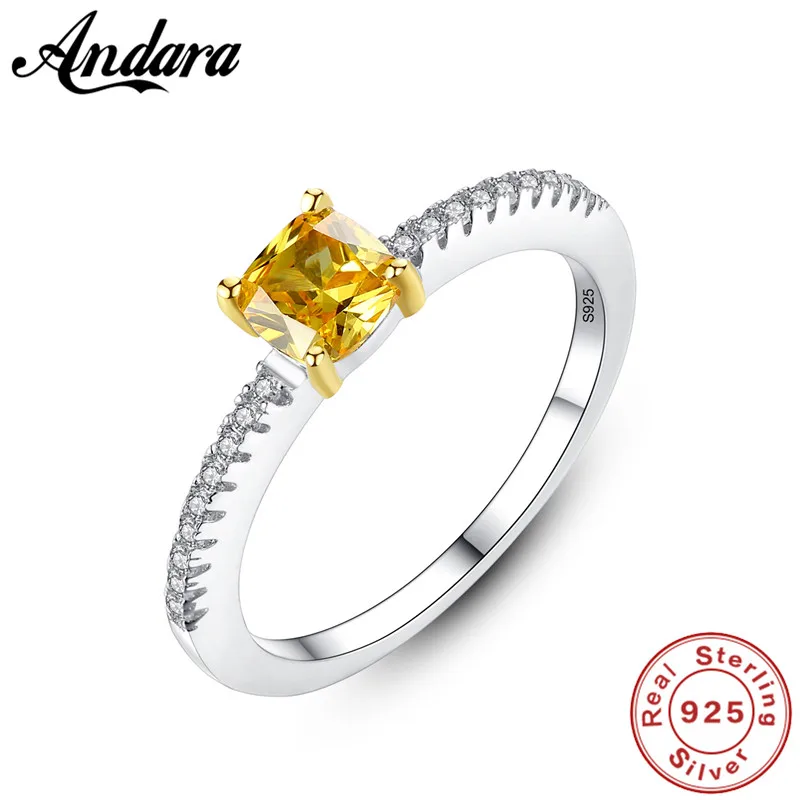 S925 Серебряное кольцо с натуральным желтым кристаллом AAA циркониевое женское