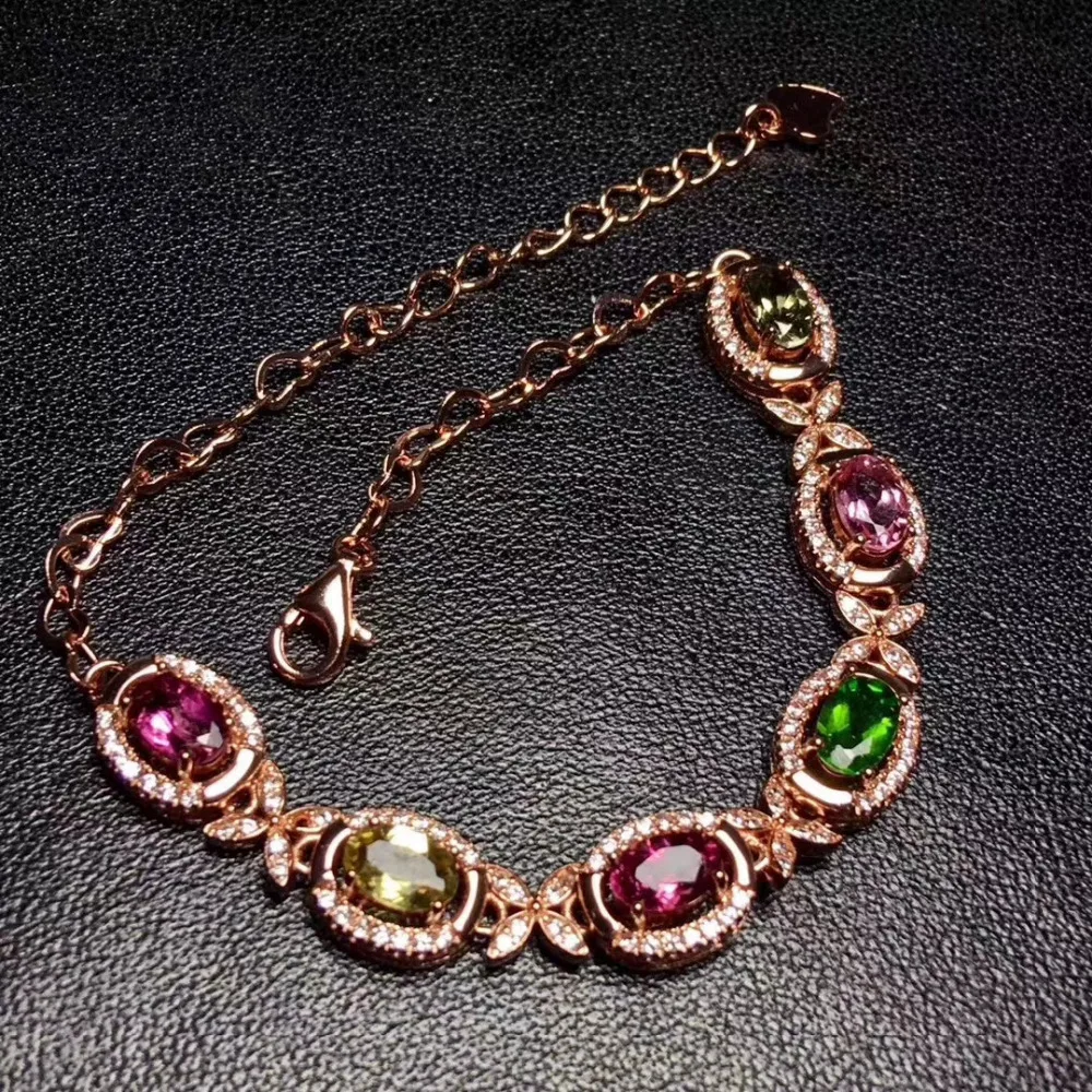Bracelet en tourmaline multicolore naturelle Bracelet en pierres précieuses naturelles bracelet en