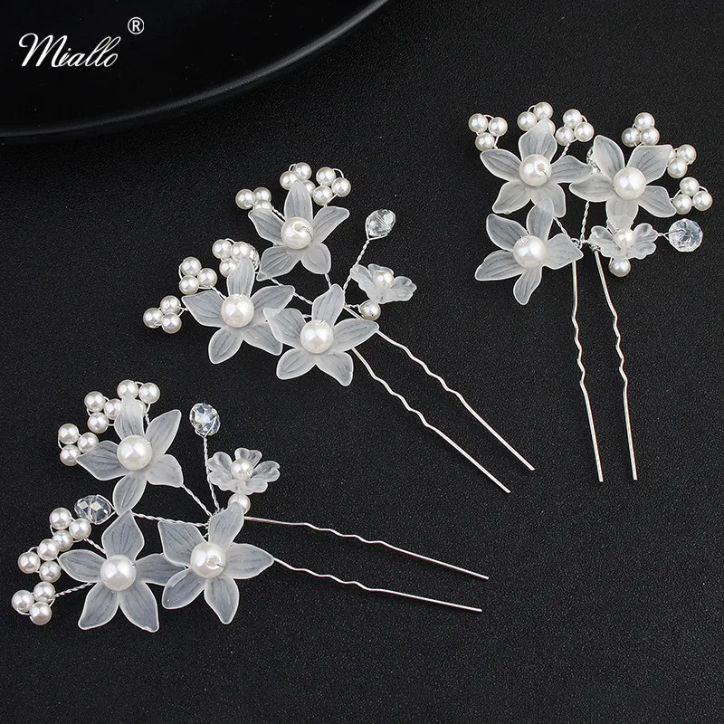 

Miallo 3Pcs/Lot Wedding Hair Pins Decorative for Bride Ivory White Five-Star Flowers Hairpins for Women Hair Accessories
