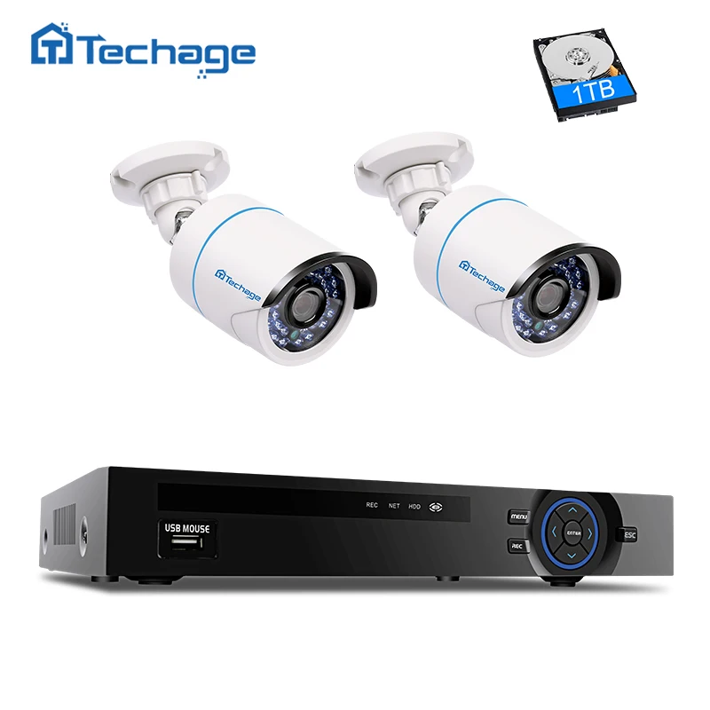 Techage Full HD 4CH 1080 P NVR POE CCTV системы 2.0MP PoE IP камера Открытый видео комплект