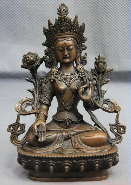 

shitou 002198 Copper Bronze White Tara Guan Yin Kwan-yin Boddhisattva Goddess Buddha Statue