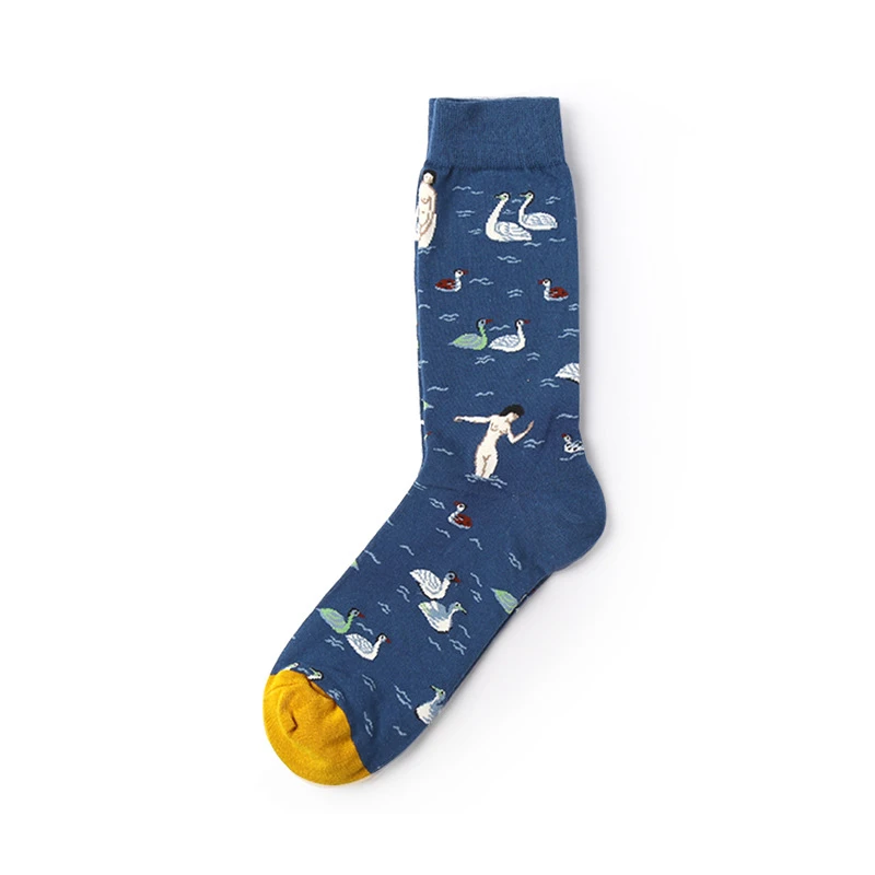 HUI GUAN, модные носки с необычным рисунком, мужские художественные носки, женские креативные Повседневные носки с милым принтом, все хлопковые мягкие эластичные носки унисекс