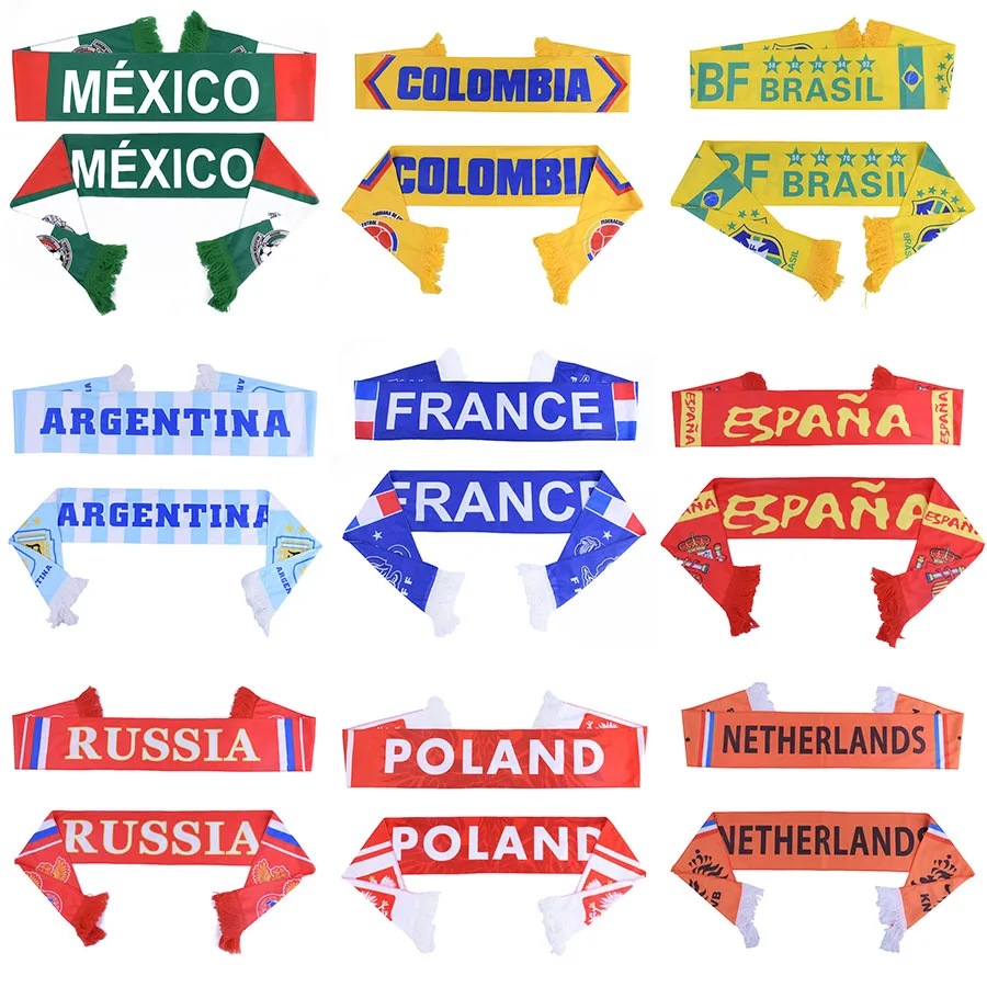

World Soccer Football Scarf Soccer Fan Scarf 32 Teams Mexico Flag Banner Football Cheerleaders Scarf Souvenir