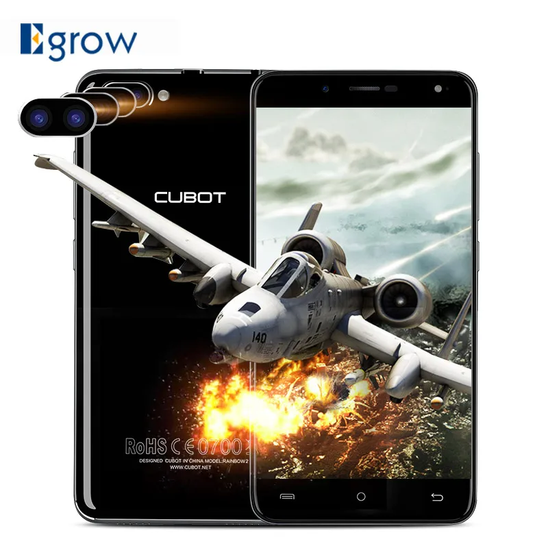 Original Cubot Rainbow 2 MTK6580A Quad Core Android 7.0 Mobile Phone 2 Back Camera 5.0 Inch Cell Phone 1G RAM 16G ROM Smartphone