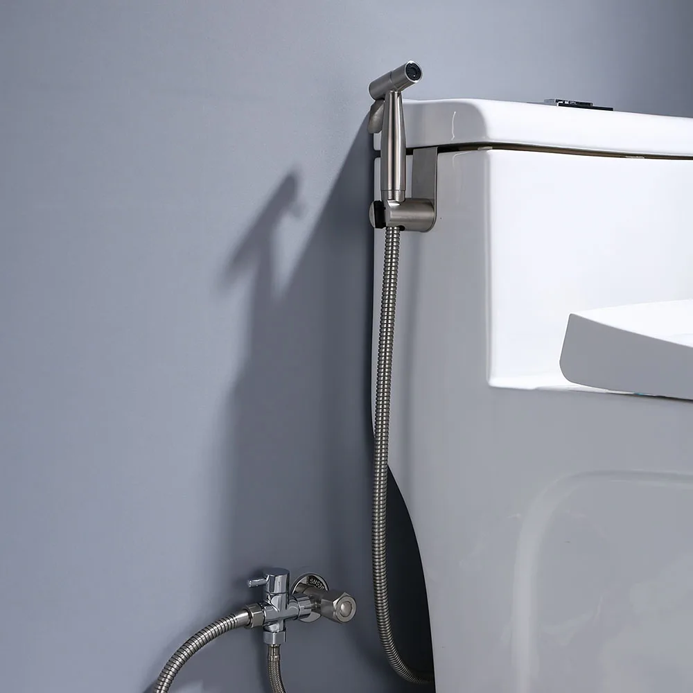Günstig LIUYUE Bidet Spritzpistole Edelstahl Wand Montiert Wc Handheld Bidet Spray Gun Set Shunt Ventil Bad Zubehör Shattaf