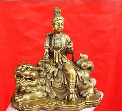 

Chinese bronze Manjusri Manjushri Bodhisattva Buddha Statue 5.2"
