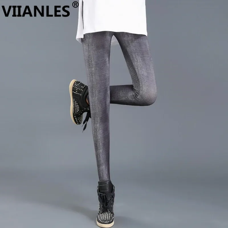 

VIIANLES Push Up Jeggings Faux Jean Leggings Women Hip Pencil Pants Legging Milk Silk Leggins Summer Fashion Casual Leggins