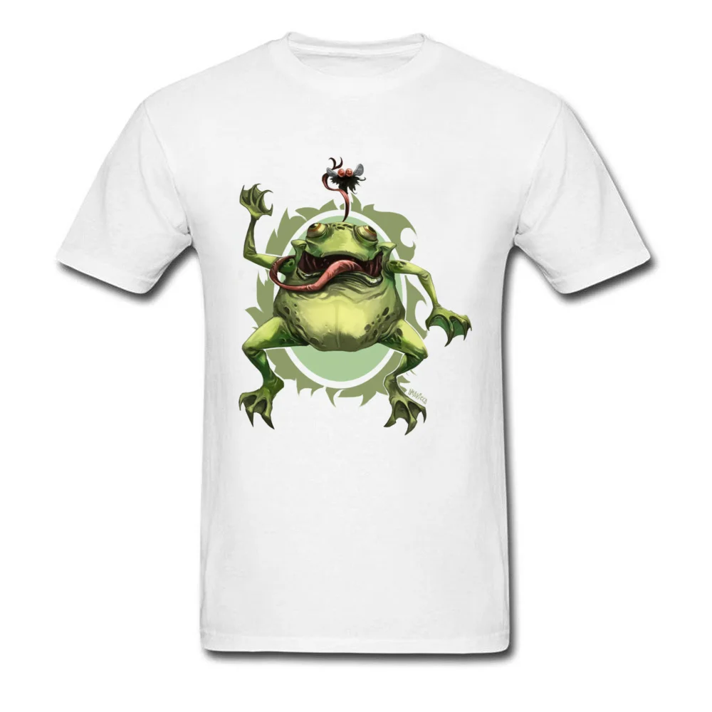 Hungry frog T Shirt Birthday Short Sleeve 2018 Fashion Round Collar 100% Cotton Tops Shirts Tee-Shirts for Men April FOOL DAY Hungry frog white