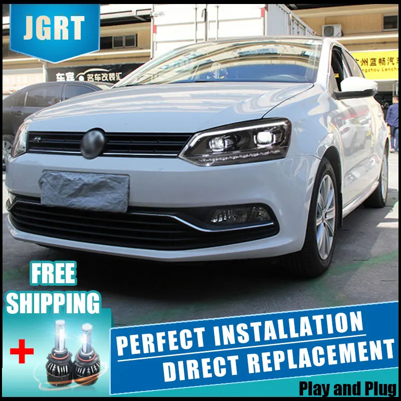  2PCS LED Headlights For VW Polo 2011-2017 Car Led Lights Double Xenon Lens Car Accessories Daytime  - 32889567656
