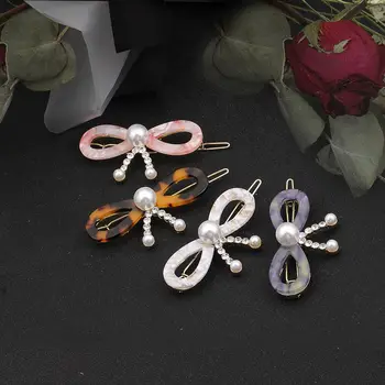 

1PC New Korea Vintage Acetic Acid Acrylic Hair Clips Bowknot Hairpins Hollow Bowknot Hair Clips Sweet Hair Accessories For Women