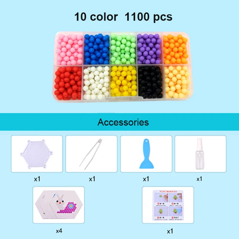 Color Crystal bean DIY Water Spray Magic Beads 3D Puzzle Educational Kit juguetes Ball Game Toys for Children