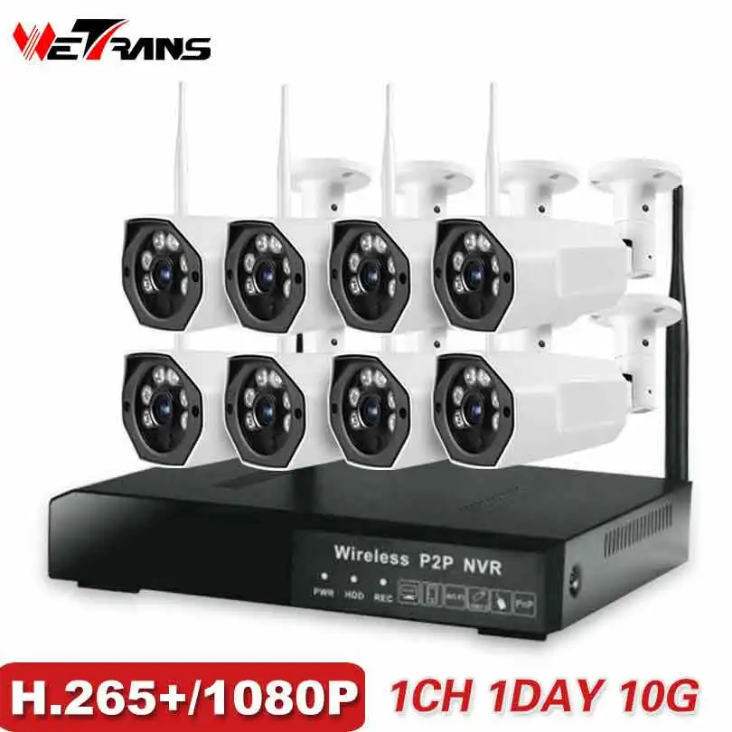 8-канальная домашняя беспроводная 8 ip-камера hd nvr 1080p система видеонаблюдения wifi ИК наружная 2-мегапиксельная камера видеонаблюдения комплект системы безопасности