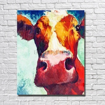 

Big Size Free Shipping 100% Handmade High Quality Abstract Cow Oil Painting Pictures for Home Decor Nice Gifrs No Framed
