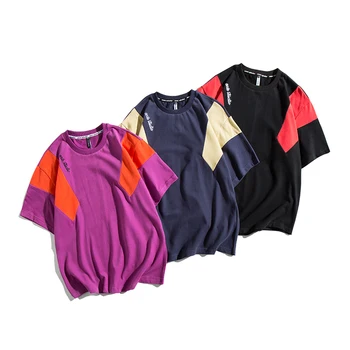 

2019 Spring And Summer New Chinese Style Men's Comfortable High Quality Super Fire Harajuku Stitching Cotton Casual LooseT-shirt