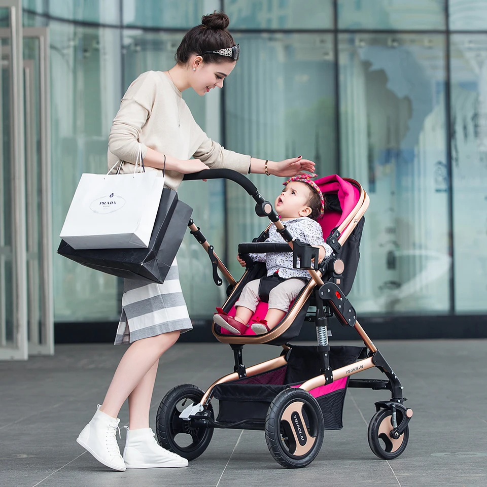 Newborn 4 Wheels Baby Stroller 3 2 in 1 High Landscape Views Pram