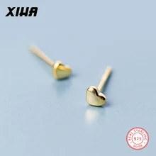 XIHA маленькие крошечные корейские минималистичные 925 пробы серебряные серьги-гвоздики для женщин милые золотые серьги в форме сердца для девочек