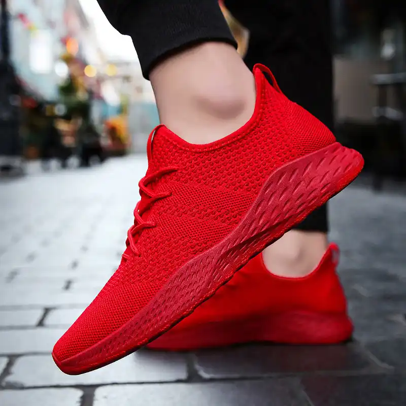 red jogging shoes