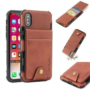 

Flip Leather Linen Wallet phone Case Cover for iphone 6 6S 7 8 plus XS XR MAX Samsung S8 S9 S10 Plus Card Slot Up Down Flip New