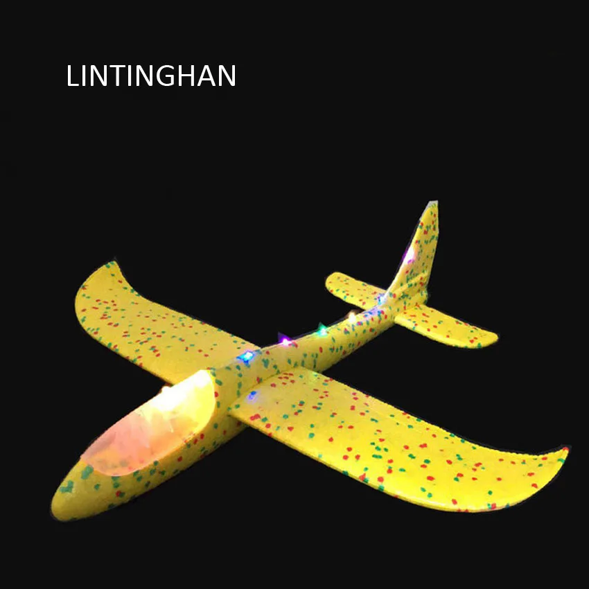 Large glider Sliding plane BACK Xiang Hand throwing foam children interactive toy new with light illuminating luminous LINTINGHA