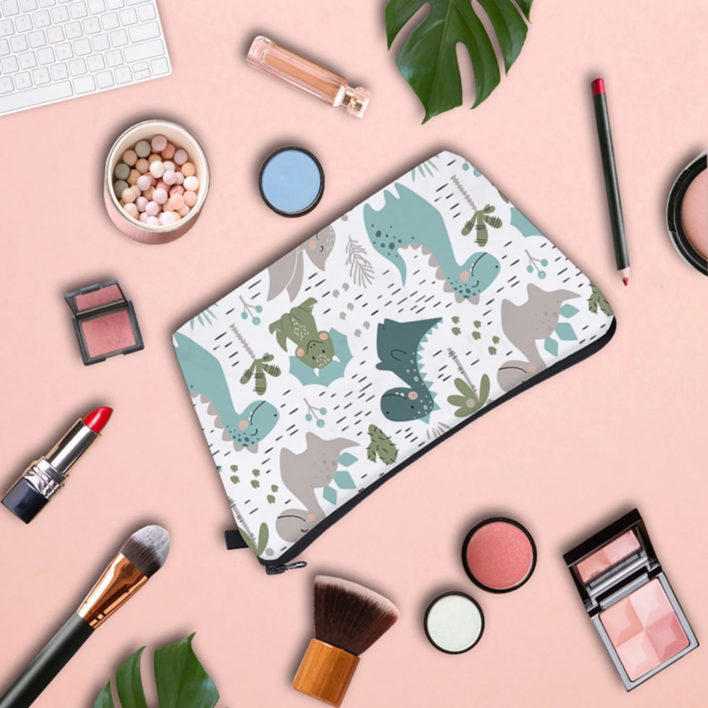

2019 New Useful Portable Cute Cartoon Dinosaur Printed Makeup Bag for Travel Women Small Cosmetic Pouch Wallet Purse Waterproof