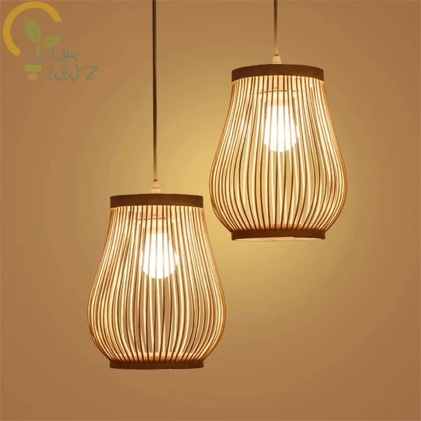 

Chinese Style Bamboo Weaving Pendant Lights for Restaurant Cafe Living Room,Minimalism Design E27 Aisle Lofe Wood Pendant Lamps