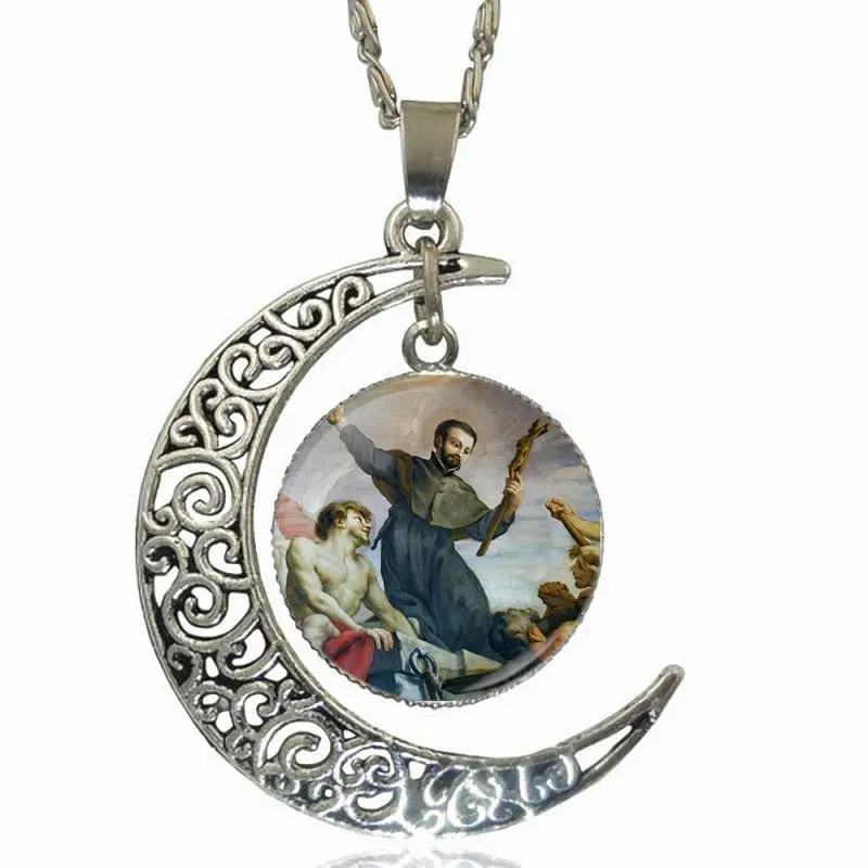 St Francis религиозная вера для женщин ручная работа модное стекло кабошон луна