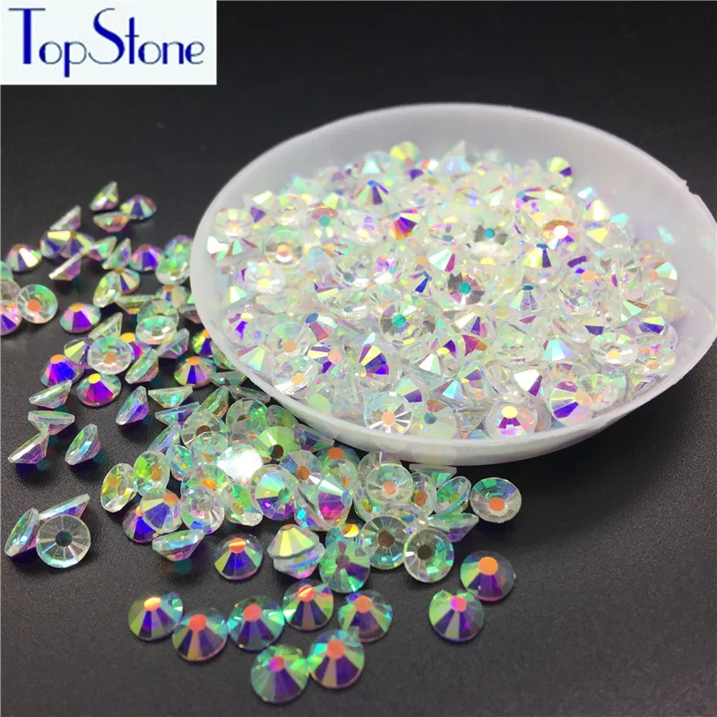 

Crystal Clear AB SS3-SS30 Transparent AB Round Stone 3D Nail Art Rhinestones Flat Back Non Hotfix Rhinestone