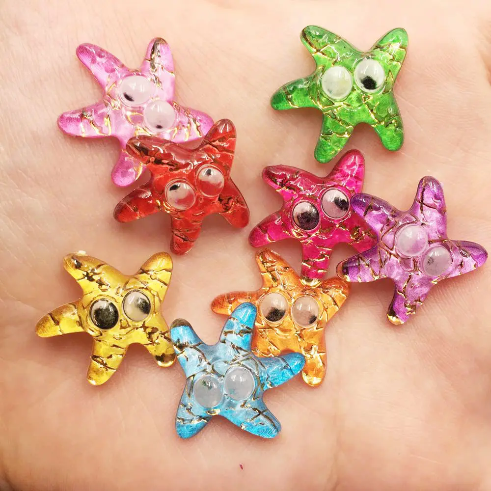 

New Mix 20pcs resin 20mm lovely Colorful 3D Starfish Flat back rhinestone appliques DIY Wedding scrapbook craft SF591*2