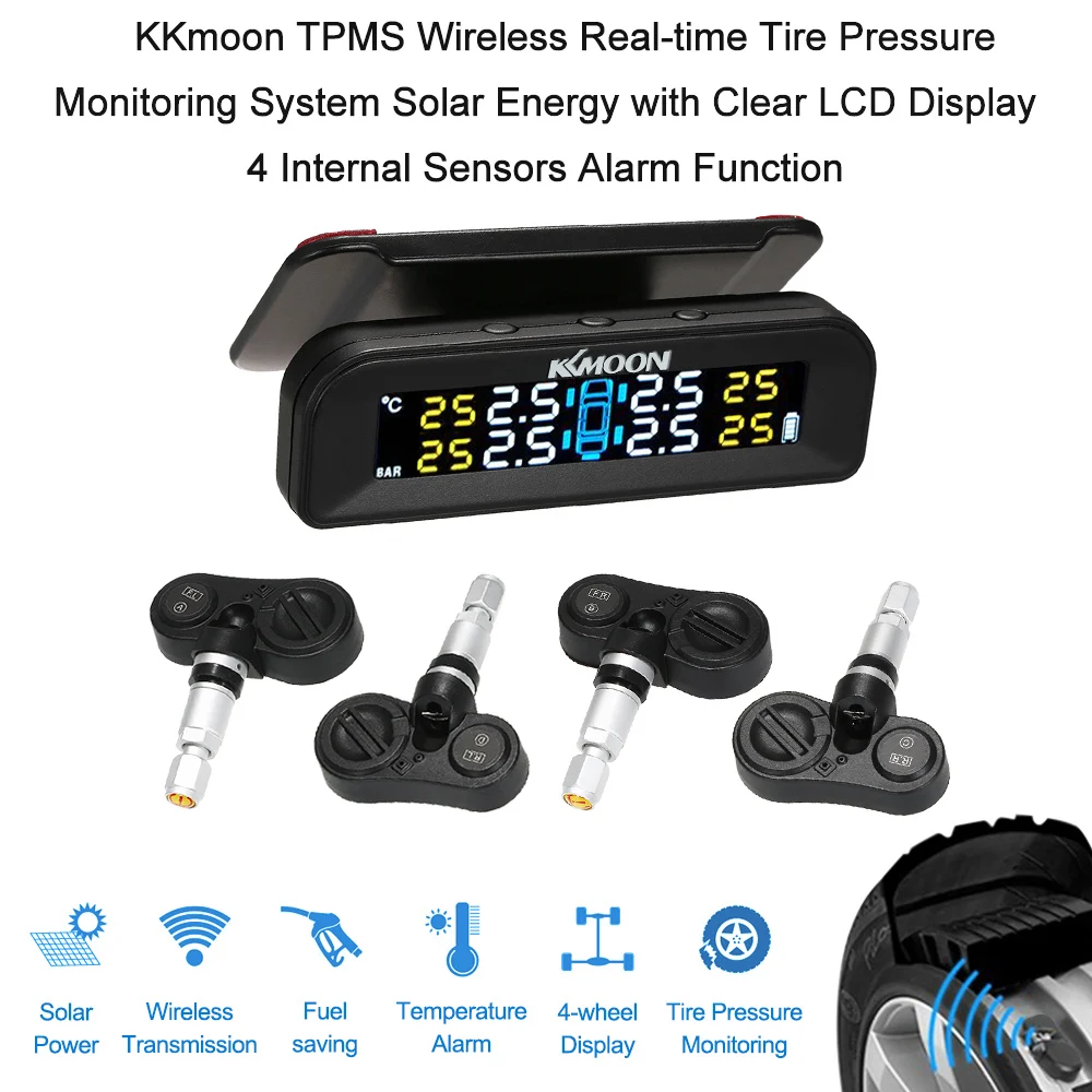 Автомобильная система контроля давления в шинах TPMS солнечная зарядка цифровой