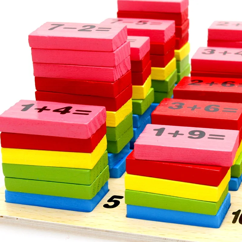 JaheerToy Montessori Educational Toy Wooden Math Toys for Children Domino 3-4-5-6-7-8 Years Old Game Funny Gifts Kids
