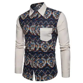 

Men Shirt Long Sleeve Fashion Floral Printing Male Shirts Brand Clothing Casual Shirt Man Camisa Masculina M-4XL