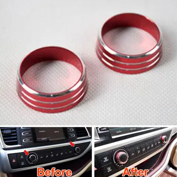 

Car Styling car covers 2x Red Aluminum Air Condition Button Control Switch Knob Ring Cover Trim Fits For Toyota Highlander 2015